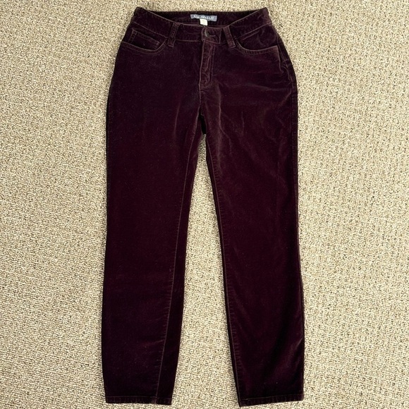 Garnett Hill slim Velvet Pants brown size 0 petite - Picture 1 of 12